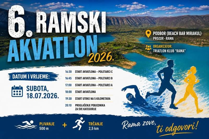 Triatlon klub "Rama&ldquo; s ponosom najavljuje &scaron;esto izdanje sportske manifestacije "Ramski Akvatlon&ldquo;